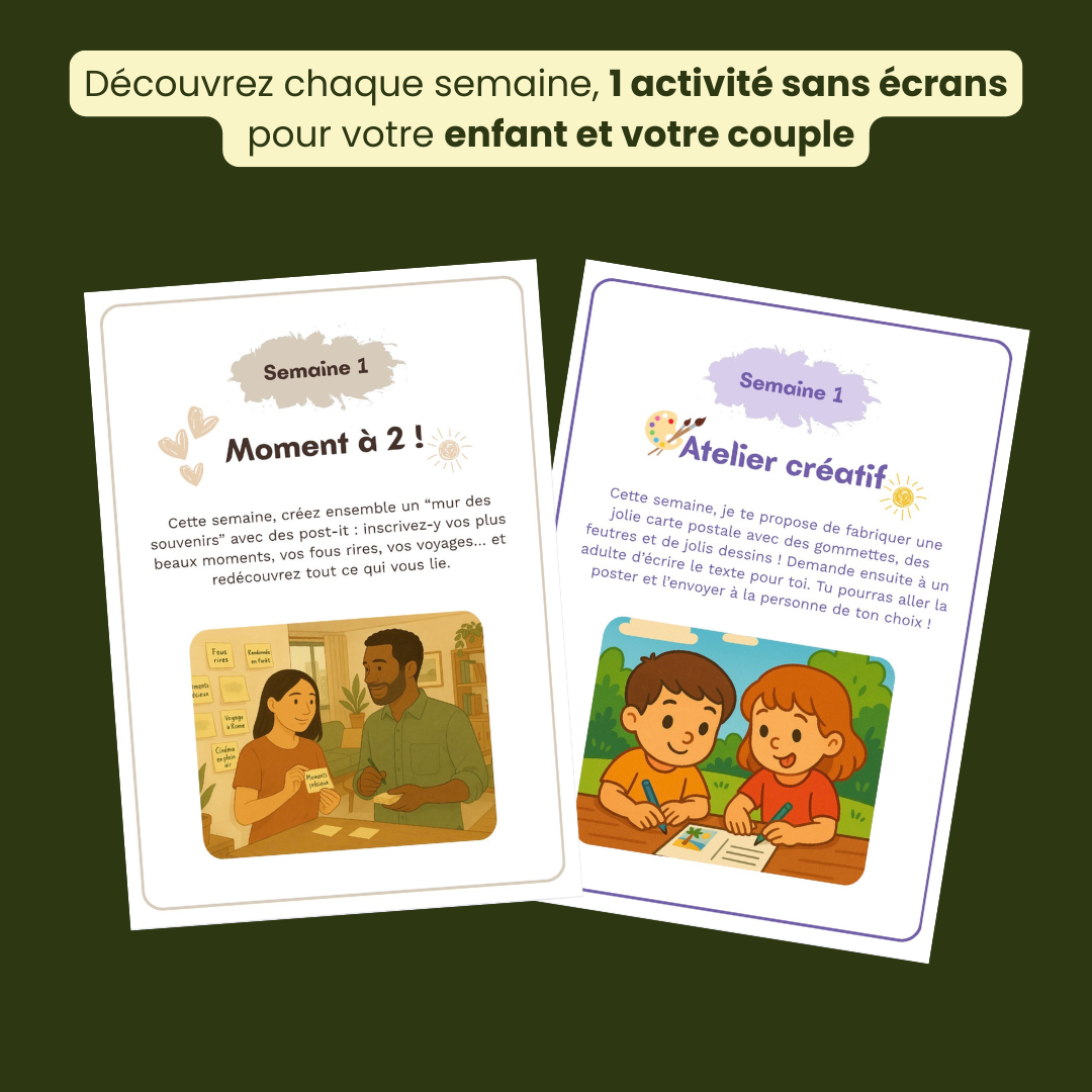 Calendriers d'activités Lifee - pack éveil & parent avec activités hebdomadaires sans écran pour enfants et couple