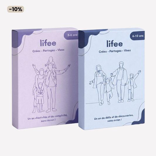 Pack Fratrie Lifee - 2 calendriers d'activités sans écran pour enfants 3-6 ans et 6-10 ans - 52 semaines d'activités famille
