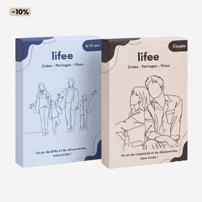 Pack Échange & Grand Lifee - 2 calendriers d'activités sans écran pour enfants 6-10 ans et couple - 52 semaines d'activités
